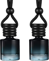 Diffuseur de parfum pour voiture miniature personnalisé avec logo, 8 ml, vide, en verre rond noir, avec bouchon, à suspendre