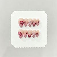 Faux ongles à presser en amande faits à la main, motif fleur 3D, strass, zèbre, léopard, œil de chat, réutilisables, vente en gros OEM ODM