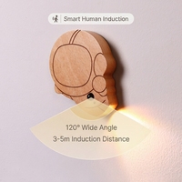 Lampu Malam LED Kayu Kartun dengan Sensor Gerak Magnetik, Jam Alarm Digital Dinding, Dioperasikan dengan Baterai, Cocok untuk Dekorasi Kamar Tidur Anak