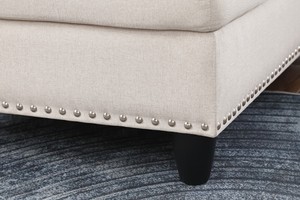 98" Wide Three Seat Left Hand Facing Modern Sectional <b>Sofa</b> Chaise <b>Storage</b> Ottoman Linen Upholstery Nailhead Trim Foam Apartment - Product Image 3