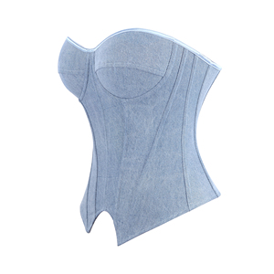 <span class=keywords><strong>Corset</strong></span> bustier en <span class=keywords><strong>jean</strong></span> délavé bleu clair personnalisé, fermeture éclair latérale, décolleté cœur, 14 baleines élastiques, <span class=keywords><strong>top</strong></span> en <span class=keywords><strong>jean</strong></span> amincissant la taille - Product Image 5
