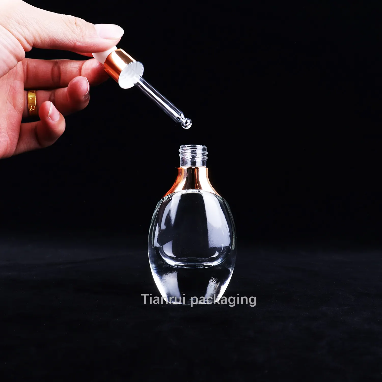 Flacons compte-gouttes d'huile essentielle en verre pour soins du visage 15ml 30ml flacon compte-gouttes de sérum d'essence en verre transparent à fond épais