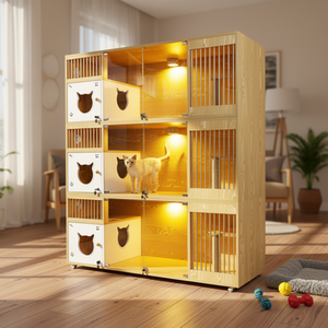 Meuble de cage pour <span class=keywords><strong>chat</strong></span> d'intérieur moderne avec enclos en verre, <span class=keywords><strong>appartement</strong></span> et solution de logement de luxe pour <span class=keywords><strong>chat</strong></span>, idéal pour les animaleries et l'usage domestique - Product Image 3