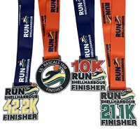 Concevez votre propre médaille en alliage de zinc avec lanière, marathon sportif, course à pied