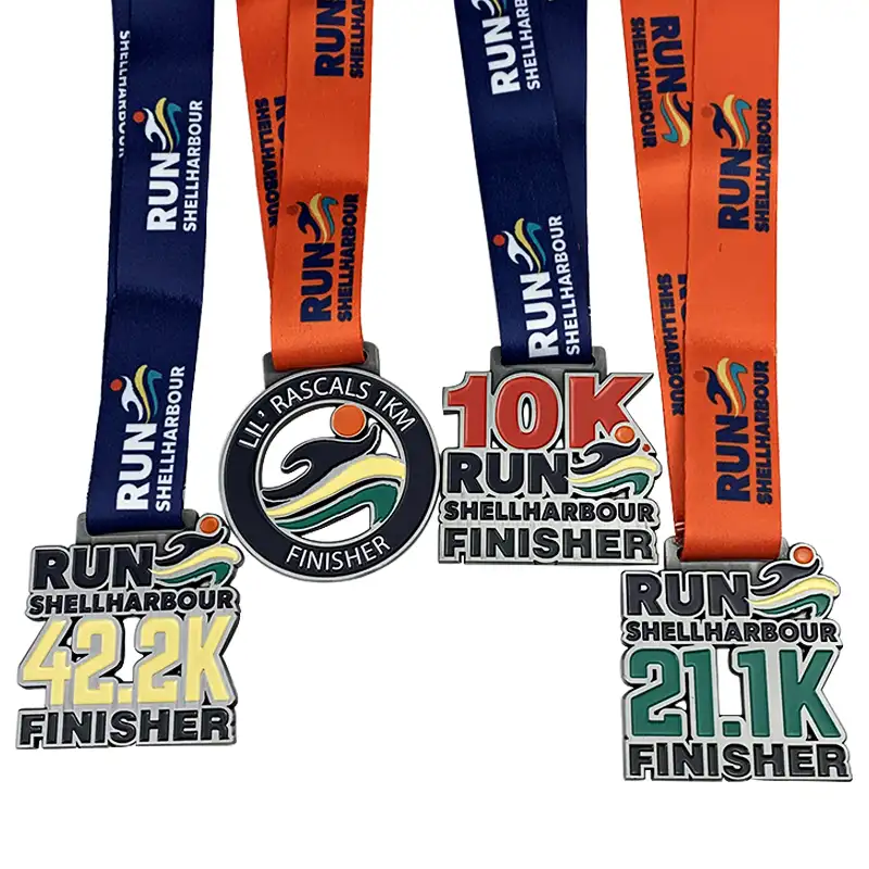 Design your own sport marathon running finisher Zinc alloy medal with lanyard