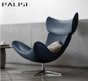 ห้องนั่งเล่นเก้าอี้เดี่ยวหนังอิตาลีพร้อมเก้าอี้เหล็กฐานห้าดาวเก้าอี้เลานจ์หนังสมัยใหม่สำหรับห้องนอน/ห้องเรียน - Product Image 6