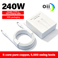 Cable de Carga Rápida de 240W con Doble Conector Tipo-C, Material TPE Trenzado, Transferencia de Datos, Conductor de Cobre Puro, 2m de Longitud para Móviles