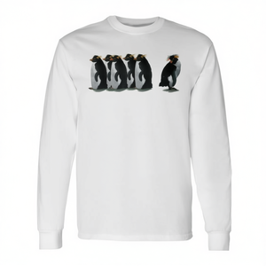 T-shirt a maniche lunghe Penguin Rockhopper, girocollo unisex, stampa digitale, attività promozionali, per adulti - Product Image 2