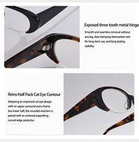 Vente en gros d'usine : Monture de lunettes œil-de-chat demi-cerclée en acétate, logo personnalisé, lunettes optiques ovales rétro demi-cerclées pour femmes, anti-lumière bleue