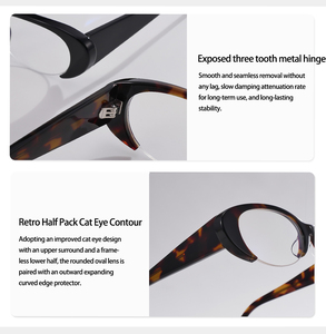 Monturas de Gafas de Acetato al por Mayor de Fábrica, Estilo Ojo de Gato, Media Montura, Logotipo Personalizado, Gafas Ópticas Retro Ovaladas de Media Montura para Mujer, Anti Luz Azul - Product Image 6