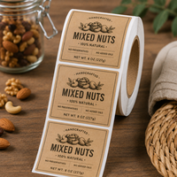 Étiquette alimentaire personnalisée en papier kraft OEM, rouleau autocollant imperméable et résistant à l'huile avec logo personnalisé pour bocaux de snacks et de boulangerie
