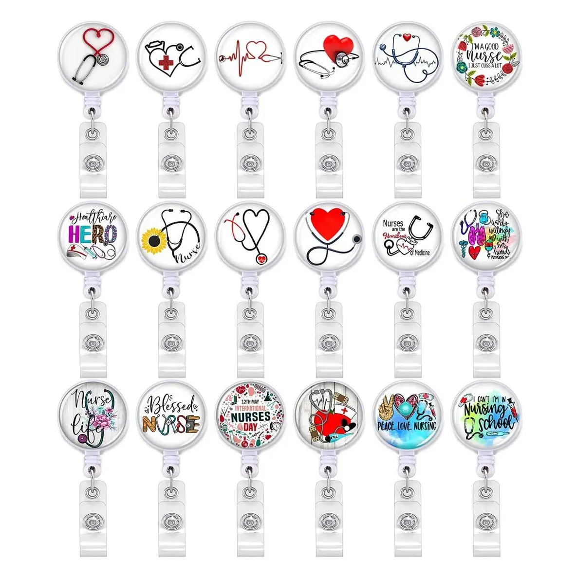 Wholesale retractable medical acrylic badge reels badge reel accessories nurses badge reel