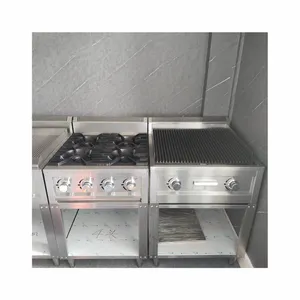 Commercial Barbecue Grill Gas Heating 2 Burners Hotel/restaurant Project Bbq Gas Lava Rock Grill