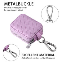 Étui de protection pour écouteurs en cuir synthétique tissé haut de gamme fait à la main pour Airpods 4/3/1 Pro3 2 Sac de rangement avec porte-clés