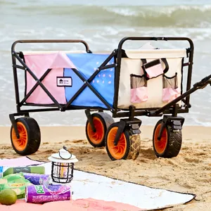 Kocotree Groothandel Outdoor Camping Kar Draagbare Opvouwbare Trolley Wagon Camping Auto Picknick Apparatuur Trolley