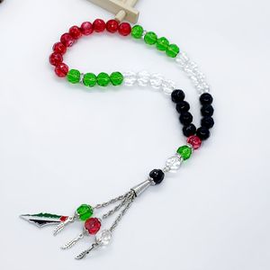 Tasbih con Bandiera Palestinese da 10mm, Bracciale Islamico con 33 Perle, Gioiello Trendy, Regalo di Preghiera Musulmana, Perle Acriliche da 10mm Palestina - Product Image 1