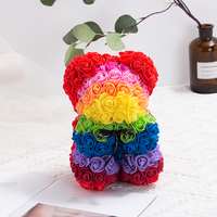 Ourson en peluche en mousse artificielles, 25cm, fausses fleurs, pour la fête des mères, pour la saint-valentin, avec boîte