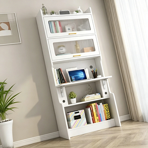 Modern Folding <strong>Wood</strong> Desk Bookshelf Combination for Small Apartments Home Bedroom Student Study Computer Storage Home Furniture - Product Image 2