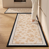 Tapis de cuisine floral en velours belge, épaisseur 8 mm, résistant à l'huile et aux taches, avec envers antidérapant en TPR, lavable en machine
