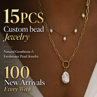 Collier personnalisé à faible MOQ en pierre naturelle superposée, plaqué or, en acier inoxydable, avec perles baroques d'eau douce pour les boutiques en ligne