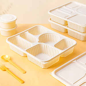 Caja de comida de cocina, caja para llevar, contenedor de comida de plástico biodegradable de almidón de maíz, embalaje de plástico desechable para <span class=keywords><strong>restaurante</strong></span> para llevar caja - Product Image 4