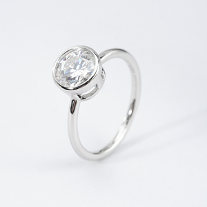 <b>Bubble</b> Ring 6.5MM 8MM Moissanite Ring Bezel Setting Sterling Silver ring - Product Image 4