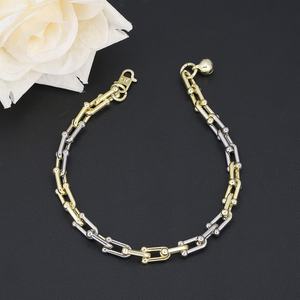 JXX Joyería de Nuevo Diseño, Cadena Cúbica Chapada en Oro de 24K, Pulsera para Mujer - Product Image 3