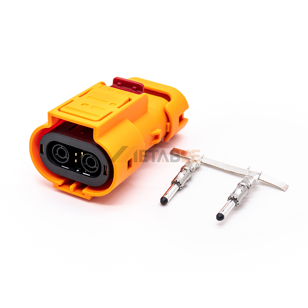 2 Pin 70A Straight Plug, 10mm2 HVIL High Voltage EV Power Cord