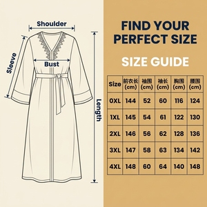 Abaya Abierta de Talla Grande para Mujer, Color Rosa, Poliéster, Bordada con Lentejuelas, Manga Larga, Vestido Maxi con Cinturón - Product Image 4