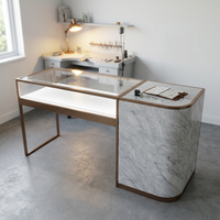 Vitrine de présentation de bijoux de luxe sur mesure avec armoire en verre et acier inoxydable, mobilier de vente au détail à LED pour boutique