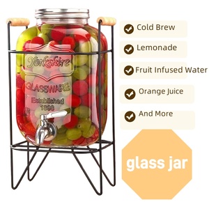 Distributeur de boissons en verre transparent 3L 4L 5L 8L <span class=keywords><strong>10L</strong></span> avec robinet, système de versement, écologique, style américain, pour cuisine - Product Image 3