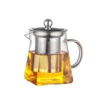Théière carrée en verre borosilicate haute résistance, épaisse et transparente, pour le thé et le café