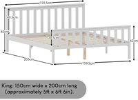 Inweto King Size Anspruchs volles modernes Design Massives Kiefernholz bett 5FT Kopfteil mit hohem Fußende für Schlafzimmer Weiß