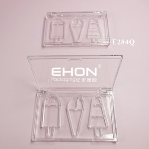 Unique Clear <b>Transparent</b> Lid Empty Eyeshadow Palette Kiss Shape Plastic Multi-Grid <b>Makeup</b> Blush Powder Container Cosmetic - Product Image 6