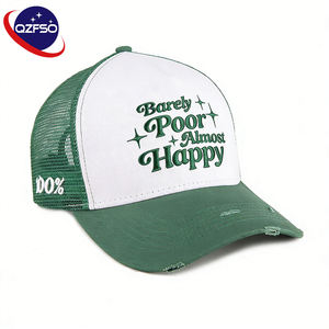 Gorra de béisbol deportiva de algodón de dos tonos QZFSO personalizada para hombre, gorra de 5 paneles con bordado y efecto desgastado, estilo camionero, para correr y protegerse del sol. - Product Image 1