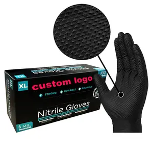 Industry 8 Mil Mechanic Diamond Texture Grip Custom Automotive Food Service Cleaning Heavy Duty Oem Logo Pure Nitrile Glove