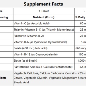 Vitaminas del Complejo B con Vitamina C y Ácido Fólico, Vitaminas para el Apoyo Inmunitario y la Energía Celular, 60 Tabletas (ODM OEM) - Product Image 2