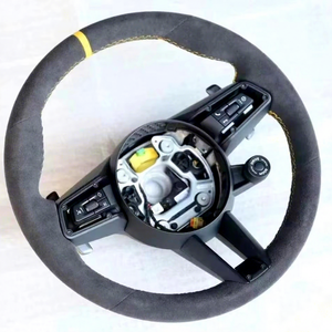 Volante Sportivo in Pelle Nappa Premium con Indicatore Giallo per <span class=keywords><strong>Porsche</strong></span> Macan Panamera 911 718 <span class=keywords><strong>918</strong></span> <span class=keywords><strong>Spyder</strong></span>, Aggiornamento da Vecchio a Nuovo - Product Image 1