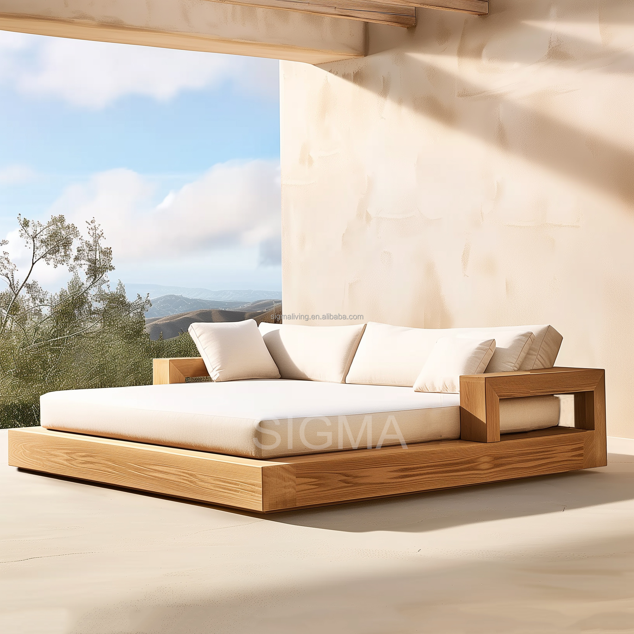 Outdoor Teak Furniture Sun Lounge Bed Outdoor Furniture Wood Sunbed Outdoor Sun Loungers