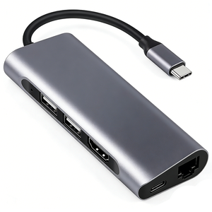 <span class=keywords><strong>Hub</strong></span> USB multifonction 7 ports <span class=keywords><strong>USB2</strong></span> <span class=keywords><strong>0</strong></span> HDMI 4K Type C PD 2 <span class=keywords><strong>0</strong></span> Carte SD TF Compatibilité forte Alliage d'aluminium pour ordinateur portable - Product Image 3