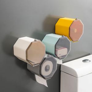 Soporte de papel higiénico al por mayor sin perforaciones, dispensador de papel para el hogar, estante de almacenamiento para inodoro, soporte de papel montado en la pared, cajón para papel. - Product Image 5