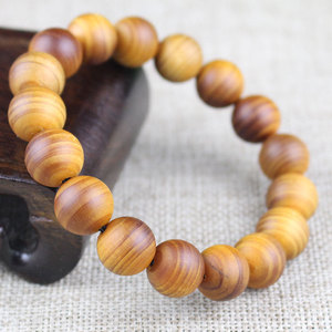 Cliff Cypress Wood <b>Bracelet</b> 12mm 17 Beads Round <b>Ball</b> Shape Religious Ceremony Jewelry Antiques Style - Product Image 3