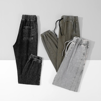 Pantalon de survêtement en pur coton pour homme, personnalisé, vente en gros, style streetwear, coupe ample, grandes tailles, taille élastique, effet délavé vintage