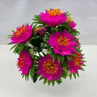 Têtes de bouquet de protées artificielles en soie, fleurs de protées royales, feuilles vertes, pour la décoration de la maison, de mariages et de tombes
