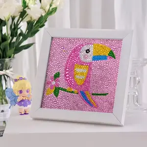 JiangXing Cartoon DIY 5D Diamond Painting Kits Lion Crystal Diamond Painting with Frame Animal For Kids Gift Home Decor