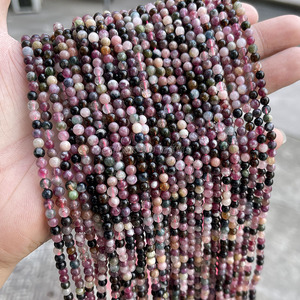 4 mét 5A tự nhiên đầy màu sắc <span class=keywords><strong>Tourmaline</strong></span> Vòng Loose hạt bán buôn đa-màu <span class=keywords><strong>Tourmaline</strong></span> đá quý hạt đối với trang sức làm - Product Image 2
