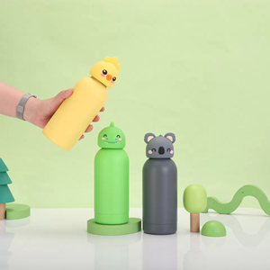 Cute Animal Head Lid Kids Stainless Steel Vacuum <b>Insulated</b> Water Bottle Portable Handle Leakproof Thermal <b>Flask</b> - Product Image 3