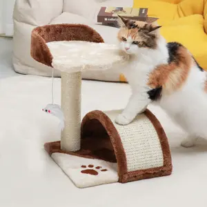 Manufacture Customize Short Plush Pet Condo Cat Scratcher Tree