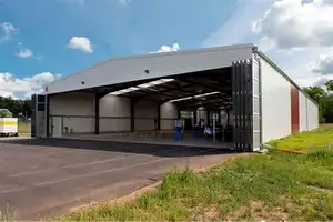 Hangar de avión de metal prefabricado listo, estructura de acero, hangares de avión de acero