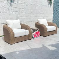 Fauteuil d'extérieur individuel à bras courbes, entièrement enveloppé, en tressage, design nordique de luxe, avec coussin imperméable, pour patio